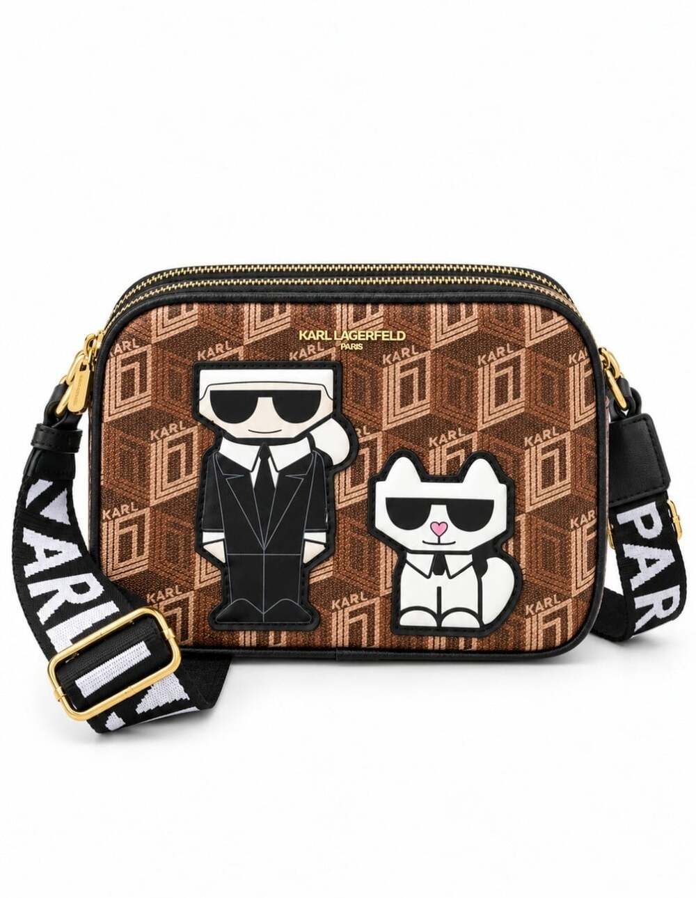 Karl Lagerfeld Paris Choupette Maybelle Logo Crossbody Camera Bag Brown Rare